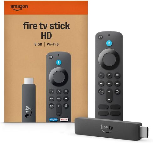 Amazon Fire TV Stick HD (أحدث طراز)، تلفزيون مباشر ومجاني، جهاز تحكم Alexa Voice Remote، مدعوم من التلفزيون، إعداد سهل، ابحث عن العروض بشكل أسرع مع Alexa+ in Kuwait