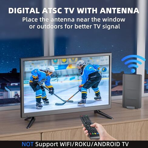 تلفزيون 22 بوصة مع مشغل DVD مدمج، شاشة مسطحة صغيرة مع مدخلات HDMI/USB/AV، دقة عالية كاملة 1080 بكسل، مجموعة DVD للتلفزيون RV، المطبخ، المنزل، هوائي مطور in Kuwait