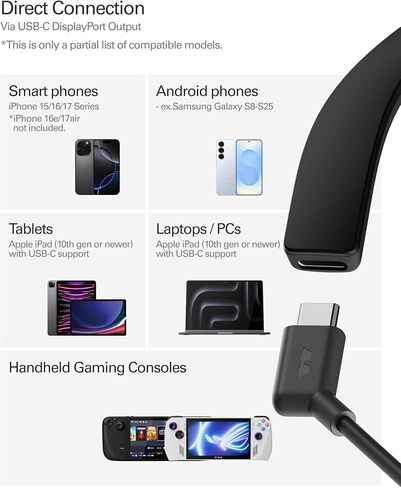 نظارات RayNeo Air 4 Pro AR/XR، شاشة افتراضية HDR10 201 بوصة، شاشة فيديو ثلاثية الأبعاد للأفلام والألعاب 120 هرتز، توصيل وتشغيل USB-C لهاتف iPhone 17/16/15، Android، Switch 2، PS5، Steam Deck in Kuwait