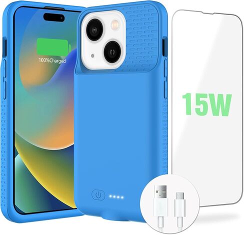 حافظة بطارية BOPPS لهاتف iPhone 15/15 Pro 【جديد 2026】 حافظة شاحن محمولة نحيفة وقوية 7000 مللي أمبير في الساعة حماية 360 درجة قابلة لإعادة الشحن لهاتف iPhone 15/15 Pro، أسود in Kuwait
