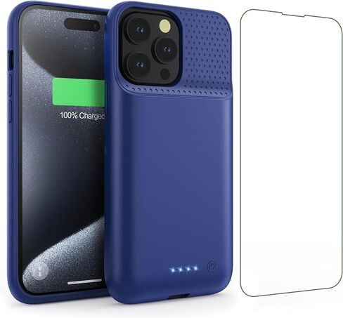 Battery Case for iPhone 15Pro Max, Upgrade 8600mah Portable Slim Battery Charging Case, 15W Fast Charging Rechargeable Protective Extended Charger Cover for iPhone 15 Pro Max (6.7 inch)-Black in Saudi Arabia