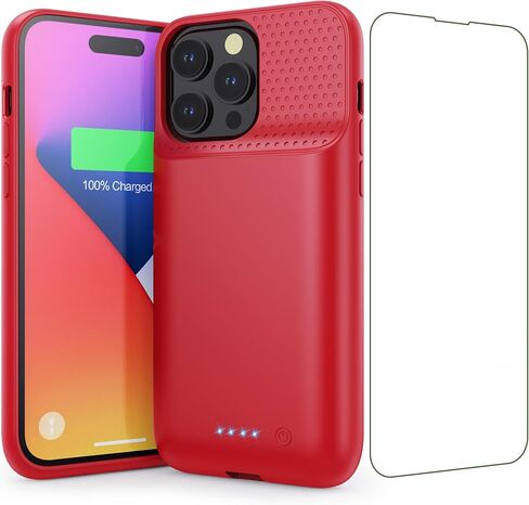 حافظة بطارية لهاتف iPhone 14 Pro Max و14 Plus و13 pro Max، حافظة شحن ذكية ممتدة قابلة لإعادة الشحن بقدرة 8600 مللي أمبير في الساعة، حزمة بطارية واقية محمولة رفيعة للغاية (6.7 بوصة) أسود in Kuwait