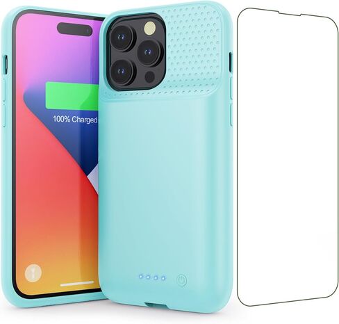 حافظة بطارية لهاتف iPhone 14 Pro Max و14 Plus و13 pro Max، حافظة شحن ذكية ممتدة قابلة لإعادة الشحن بقدرة 8600 مللي أمبير في الساعة، حزمة بطارية واقية محمولة رفيعة للغاية (6.7 بوصة) أسود in Kuwait