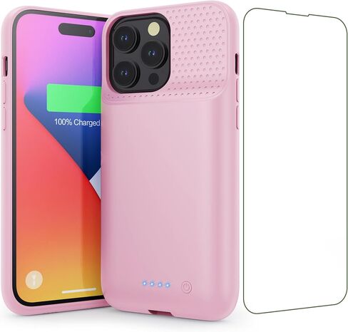حافظة بطارية لهاتف iPhone 14 Pro Max و14 Plus و13 pro Max، حافظة شحن ذكية ممتدة قابلة لإعادة الشحن بقدرة 8600 مللي أمبير في الساعة، حزمة بطارية واقية محمولة رفيعة للغاية (6.7 بوصة) أسود in Kuwait