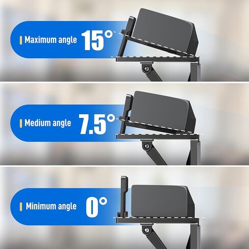 حامل مكبر صوت بدون حفر، رف علوي للتلفزيون قابل للتعديل متوافق مع سامسونج، LG، Vizio، Bose، JBL، Sonos، دعامة عائمة عالمية تحمل ما يصل إلى 11 رطل، أسود in Kuwait