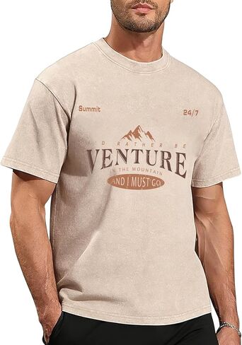 YTD Mountains Graphic T-Shirts for Men Women Acid Wash Oversized Tees in Saudi Arabia