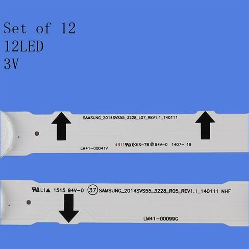 طقم 12 قطعة شريط LED BN96-30431A BN96-30432A D4GE-550DCA3-R3 D4GE-550DCB-R3 2014SVS55_3228_R05 CY-GH055CSLV1H متوافق مع شريط إضاءة سامسونج in Kuwait