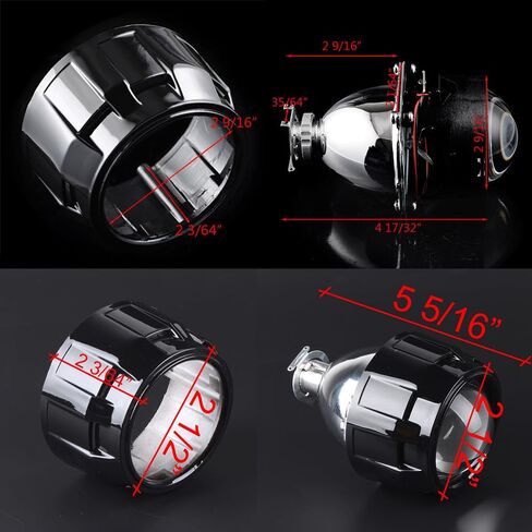 زوج ثنائي زينون صغير 2.5 بوصة جهاز عرض عالي منخفض مع ملحقات بدون مصابيح DIY لـ H1 H4 H7 H11 9005 9006 9007 H13 HID - عدسة زجاجية شفافة، غلاف معدني، أغطية ABS سوداء in Kuwait