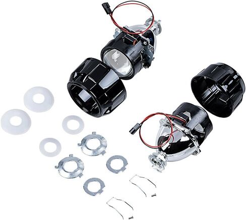 متوافق مع H4 H7 H11 9005 9006 9007 H13 Frontlight زوج واحد من عدسات جهاز عرض ثنائية زينون صغيرة ذات عوارض عالية منخفضة مع مجموعة أغطية، أسود1 in Kuwait