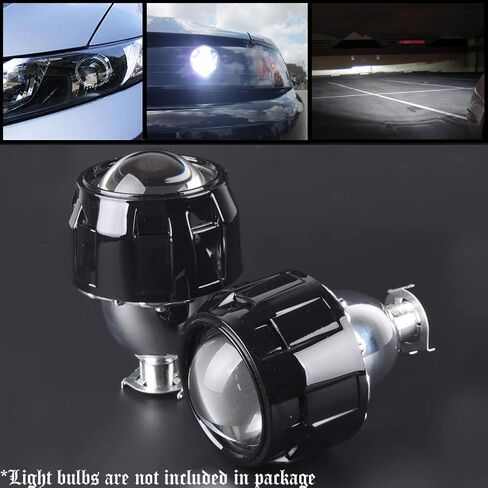 متوافق مع H4 H7 H11 9005 9006 9007 H13 Frontlight زوج واحد من عدسات جهاز عرض ثنائية زينون صغيرة ذات عوارض عالية منخفضة مع مجموعة أغطية، أسود1 in Kuwait