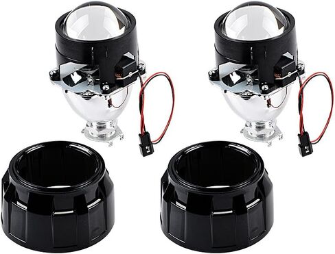 متوافق مع H4 H7 H11 9005 9006 9007 H13 Frontlight زوج واحد من عدسات جهاز عرض ثنائية زينون صغيرة ذات عوارض عالية منخفضة مع مجموعة أغطية، أسود1 in Kuwait