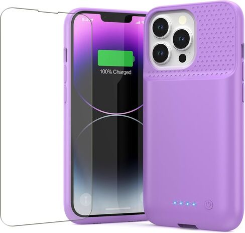 حافظة بطارية Feob لهاتف iPhone 13/13 Pro/14، [ترقية 2025] غطاء شاحن ممتد نحيف للغاية 7500 مللي أمبير في الساعة لهاتف iPhone 13/13 Pro/14 (6.1 بوصة) - أسود in Kuwait