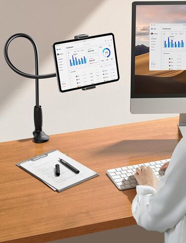 حامل الكمبيوتر اللوحي Lamicall Gooseneck للسرير - [ذراع مرن مدبب فريد من نوعه] [قابل للتعديل بالكامل] حامل iPad Kindle للقراءة في السرير، حامل الكمبيوتر اللوحي لأجهزة iPad مقاس 4.7-13 بوصة، Kindle، Switch، Galaxy، iPhone in Kuwait