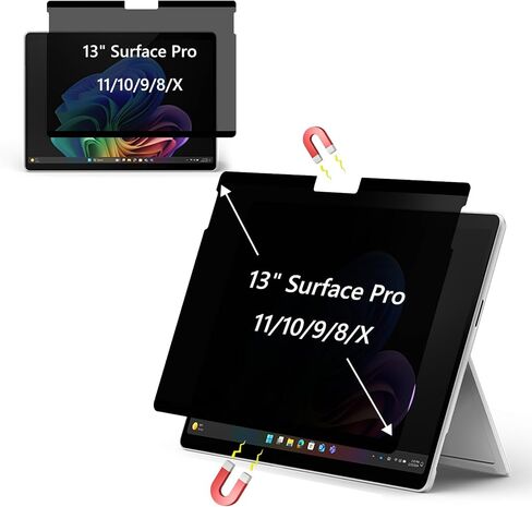 شاشة خصوصية مغناطيسية لجهاز Microsoft Surface Pro 12 2025 مقاس 12 بوصة، درع فلتر للخصوصية قابل للإزالة، واقي ضوء أزرق مضاد للوهج لجهاز Surface Pro 12 12 بوصة in Kuwait