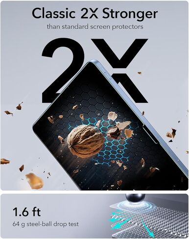 واقي شاشة ESR مكون من قطعتين لجهاز iPad A16 الجيل الحادي عشر/العاشر (11 بوصة/10.9، 2025/2022)، طبقة من الزجاج المقوى 9H مع صينية UltraFit، دعم قلم Apple، مقاوم للخدش، وضوح HD، خالٍ من الفقاعات in Kuwait