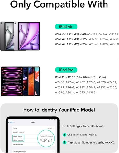 حافظة ESR لجهاز iPad Air 11 بوصة مع لوحة مفاتيح M4/M3/M2 (2026/2025/2024)، حافظة iPad Pro 11 & Air 5/4th Magic Keyboard، حامل ناتئ عائم سهل الإعداد، لوحة تتبع دقيقة متعددة اللمس، أسود in Kuwait