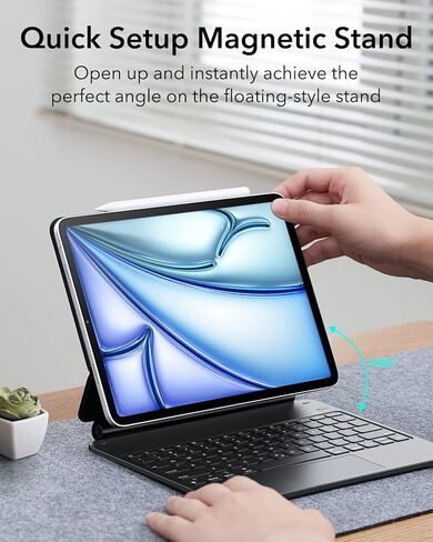 حافظة ESR لجهاز iPad Air 11 بوصة مع لوحة مفاتيح M4/M3/M2 (2026/2025/2024)، حافظة iPad Pro 11 & Air 5/4th Magic Keyboard، حامل ناتئ عائم سهل الإعداد، لوحة تتبع دقيقة متعددة اللمس، أسود in Kuwait