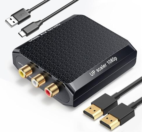 محول WENTER RCA إلى HDMI، محول 1080P AV إلى HDMI، محول فيديو صوتي CVBS مركب صغير يدعم PAL/NTSC لمشغلات VCR/VHS/Xbox/PS3/STB/N64/Wii/TV/PC/Blue-Ray DVD in Kuwait