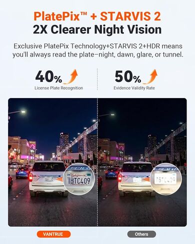 Vantrue New N4S 3 Channel Dash Cam، STARVIS 2 Night Vision، كاميرا أمامية وخلفية داخلية للسيارات، قناة أمامية وخلفية مزدوجة، PlatePix ™ Tech، وضع ركن السيارة، Wi-Fi، GPS، 2 بوصة IPS، دعم 1 تيرابايت (RC18) in Kuwait
