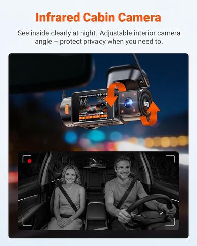 Vantrue New N4S 3 Channel Dash Cam، STARVIS 2 Night Vision، كاميرا أمامية وخلفية داخلية للسيارات، قناة أمامية وخلفية مزدوجة، PlatePix ™ Tech، وضع ركن السيارة، Wi-Fi، GPS، 2 بوصة IPS، دعم 1 تيرابايت (RC18) in Kuwait