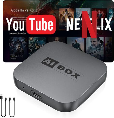 محول CarPlay اللاسلكي، محول السيارة مع توصيل وتشغيل فيديو السيارة السريع Netflix، إعداد سهل، يدعم معادلات تدفق بطاقة Netflix/YouTube/TF والمزيد لسيارات OEM السلكية CarPlay/Android Auto in Kuwait
