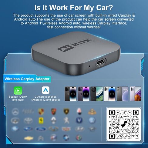 محول CarPlay اللاسلكي، محول السيارة مع توصيل وتشغيل فيديو السيارة السريع Netflix، إعداد سهل، يدعم معادلات تدفق بطاقة Netflix/YouTube/TF والمزيد لسيارات OEM السلكية CarPlay/Android Auto in Kuwait