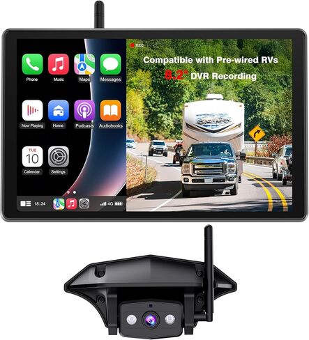 AUTO-VOX Wireless RV Backup Camera System: Rear and Side Coverage on a Large 7.2’‘ HD Monitor, Triple Split View, IR Night Vision, DVR Recording Back up Camera for RV,Travel Trailer,Motorhome,Camper in Kuwait
