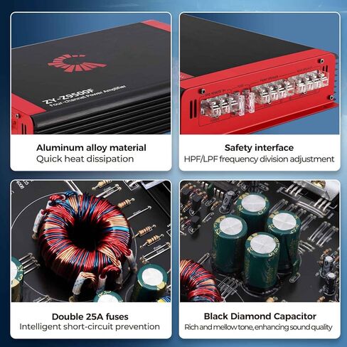 مضخم صوت السيارة ذو 4 قنوات عالي الطاقة 2026 - 6800 وات كحد أقصى، 4x170 وات RMS @2Ω، قناتان متصلتان (340 وات) - أدوات إزالة التوتر أثناء التنقل ومجموعة تجديد السيارة القديمة in Kuwait