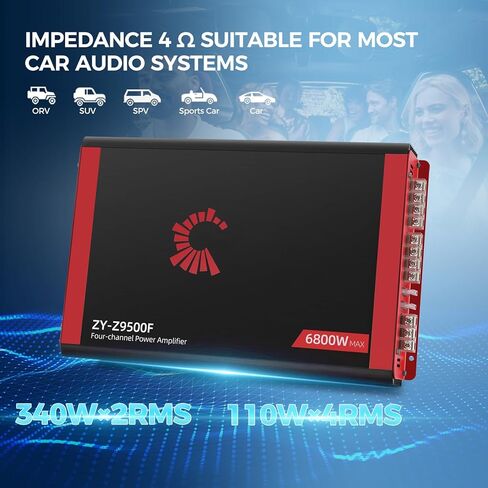 مضخم صوت السيارة ذو 4 قنوات عالي الطاقة 2026 - 6800 وات كحد أقصى، 4x170 وات RMS @2Ω، قناتان متصلتان (340 وات) - أدوات إزالة التوتر أثناء التنقل ومجموعة تجديد السيارة القديمة in Kuwait