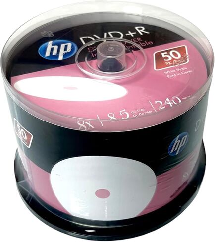 HP DVD+R DL Dual Layer 8X 8.5GB White Inkjet HUB قابل للطباعة 50 حزمة in Kuwait