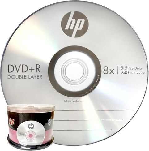 HP DVD+R DL طبقة مزدوجة 8X 8.5 جيجابايت شعار 50 حزمة في Cakebox in Kuwait