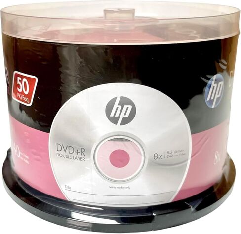 HP DVD+R DL طبقة مزدوجة 8X 8.5 جيجابايت شعار 50 حزمة في Cakebox in Kuwait
