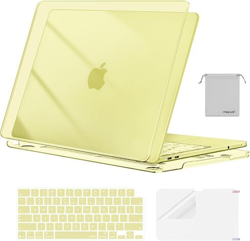 حافظة MOSISO متوافقة مع حافظة MacBook Neo مقاس 13 بوصة إصدار 2026 موديل A3404 مع شريحة A18 Pro، مجموعة 4 في 1، غطاء حماية صلب مقاوم للتشقق والخدش، شفاف كريستالي in Kuwait