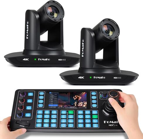 كاميرا FoMaKo K30NS 4K 30x زووم بصري PTZ مع NDI 6 & NDI HX3، الجيل الثالث من التتبع التلقائي AI، 3G-SDI/LAN/USB3.0/HDMI، وحدة تحكم KC608N PTZ للكنيسة والعبادة والتعليم والمؤتمرات (K30NSX2+KC608N) in Kuwait