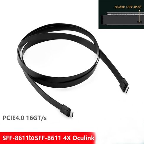 كابل Oculink SFF-8611 X4، كابل بيانات PCIe 4.0 16GT/s عالي السرعة لقاعدة eGPU، توسيع الكمبيوتر المحمول للألعاب، كابل PVC مسطح، متين ومرن in Kuwait