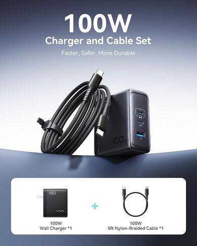 كابل INIU USB C إلى USB C، سلك شاحن سريع من النوع C بقدرة 240 وات لشاحن MacBook Pro، شحن سريع بتقنية GaN بقدرة 100 وات، شاحن صغير قابل للطي بثلاثة منافذ مع كابل USB C in Kuwait