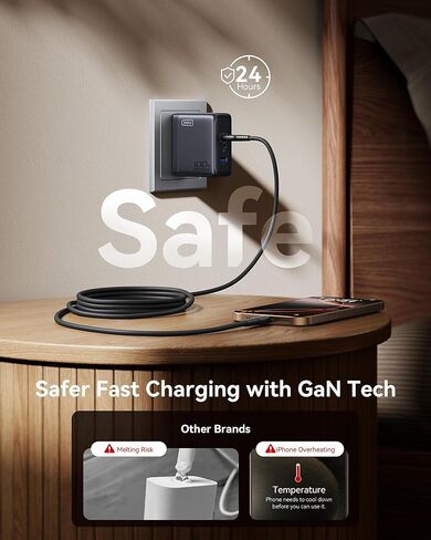 كابل INIU USB C إلى USB C، سلك شاحن سريع من النوع C بقدرة 240 وات لشاحن MacBook Pro، شحن سريع بتقنية GaN بقدرة 100 وات، شاحن صغير قابل للطي بثلاثة منافذ مع كابل USB C in Kuwait