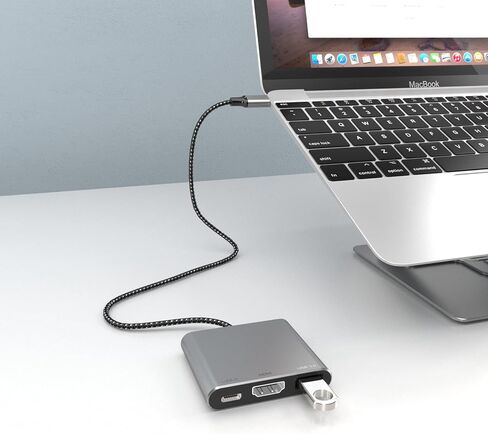 محول Battony USB C إلى HDTV محول USB من النوع C محول AV متعدد المنافذ مع منفذ C لمخرج HDTV 4K ومنفذ شحن سريع 3.0 متوافق مع MacBook Pro MacBook Air 2019/2018 iPad Pro 2019 in Kuwait