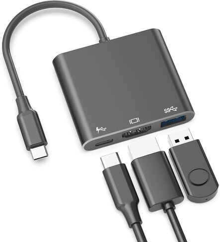 محول Battony USB C إلى HDTV محول USB من النوع C محول AV متعدد المنافذ مع منفذ C لمخرج HDTV 4K ومنفذ شحن سريع 3.0 متوافق مع MacBook Pro MacBook Air 2019/2018 iPad Pro 2019 in Kuwait