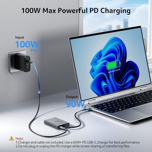 موزع USB C 4 في 1 من Acer، محول HDMI من النوع C إلى HDMI مزدوج 4K@60 هرتز، مقسم HDMI للشاشات المزدوجة مع منفذ PD 100 وات، USB 3.0، محول شاشة مزدوج متوافق مع Acer، Dell XPS، HP، MacBook Neo/Air/Pro in Kuwait