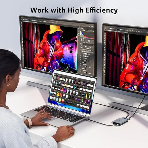 موزع USB C 4 في 1 من Acer، محول HDMI من النوع C إلى HDMI مزدوج 4K@60 هرتز، مقسم HDMI للشاشات المزدوجة مع منفذ PD 100 وات، USB 3.0، محول شاشة مزدوج متوافق مع Acer، Dell XPS، HP، MacBook Neo/Air/Pro in Kuwait