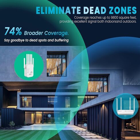 2026 معزز إشارة موسعات WiFi للمنزل طويل المدى يصل إلى 12880 قدم مربع و40 جهازًا، معزز إشارة موسع WiFi، معزز الإنترنت، موسع WiFi طويل المدى، إعداد سريع in Kuwait