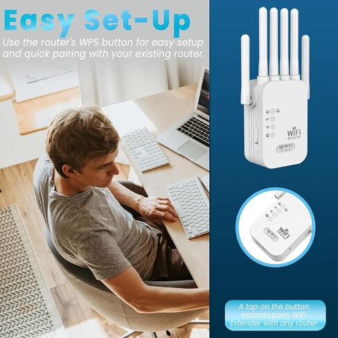 2026 معزز إشارة موسعات WiFi للمنزل طويل المدى يصل إلى 12880 قدم مربع و40 جهازًا، معزز إشارة موسع WiFi، معزز الإنترنت، موسع WiFi طويل المدى، إعداد سريع in Kuwait