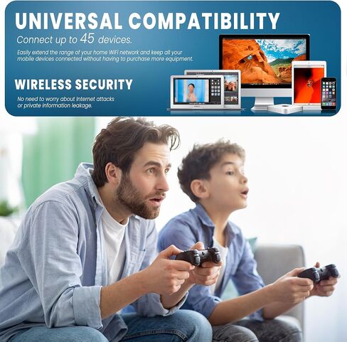 2026 معزز إشارة موسعات WiFi للمنزل طويل المدى يصل إلى 12880 قدم مربع و40 جهازًا، معزز إشارة موسع WiFi، معزز الإنترنت، موسع WiFi طويل المدى، إعداد سريع in Kuwait