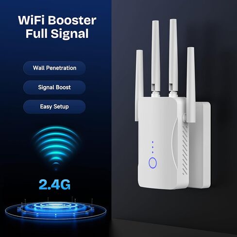 2026 WiFi Extender Signal Booster - 2.4 جيجا هرتز 300 ميجا بت في الثانية WiFi Booster للمنزل، يغطي ما يصل إلى 10999 قدم مربع. قدم، إعداد سهل، منفذ إيثرنت ونقطة وصول، أداء إنترنت مستقر مع أكثر من 80 جهازًا (أبيض) in Kuwait