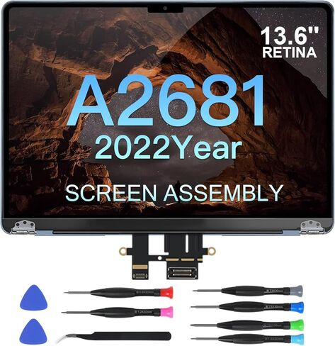 شاشة بديلة A2681 لجهاز MacBook Air M2 2022 13.6 بوصة (EMC 4074) شاشة LCD كاملة 2560x1664 مجموعة عرض مع مجموعة إصلاح (منتصف الليل) in Kuwait
