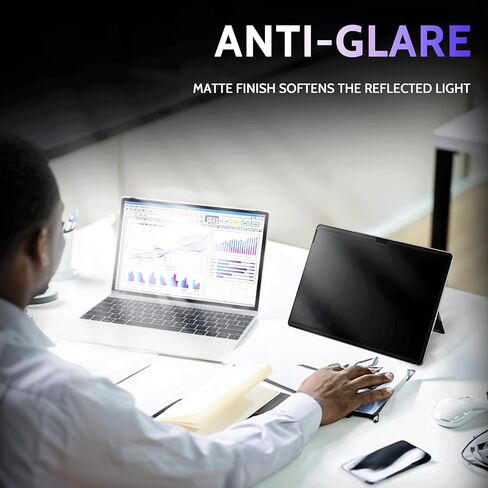 شاشة خصوصية Peslv لجهاز Surface Pro 11/10/9/8/X مقاس 13 بوصة، واقي أسود مضاد للتجسس MagicSuction™ قابل للإزالة، مرشح الضوء الأزرق الوهج لشاشة الكمبيوتر المحمول Microsoft in Kuwait