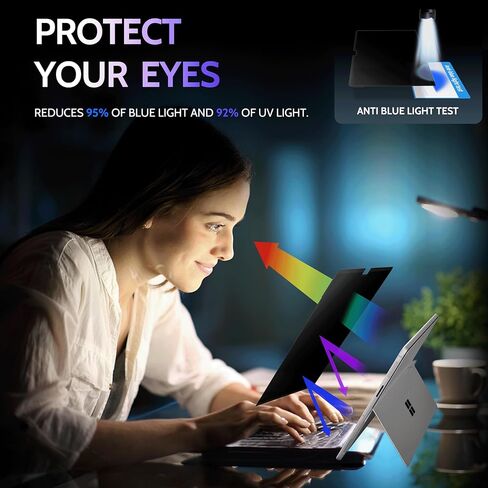 شاشة خصوصية Peslv لجهاز Surface Pro 11/10/9/8/X مقاس 13 بوصة، واقي أسود مضاد للتجسس MagicSuction™ قابل للإزالة، مرشح الضوء الأزرق الوهج لشاشة الكمبيوتر المحمول Microsoft in Kuwait