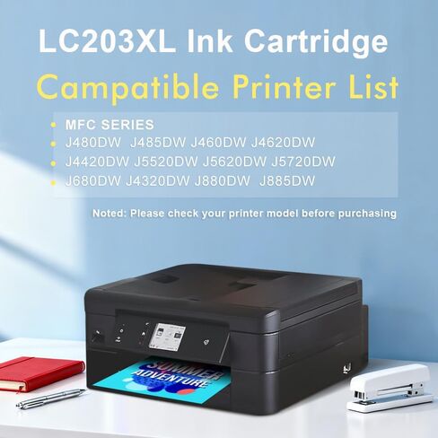 خراطيش حبر LC203XL بديلة لطابعة Brother LC203 XL LC201 LC203BK تعمل لطابعة Brother MFC-J480DW MFC-J485DW MFC-J460DW MFC-J4620DW MFC-J4420DW (BK/C/M/Y، 4 عبوات) in Saudi Arabia