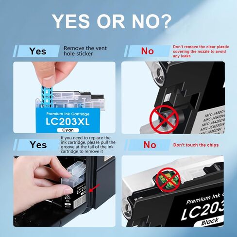 خراطيش حبر LC203XL بديلة لطابعة Brother LC203 XL LC201 LC203BK تعمل لطابعة Brother MFC-J480DW MFC-J485DW MFC-J460DW MFC-J4620DW MFC-J4420DW (BK/C/M/Y، 4 عبوات) in Saudi Arabia